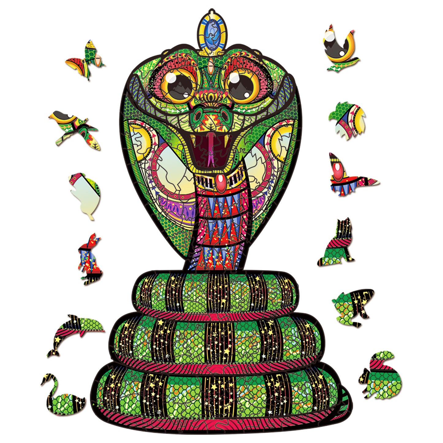 Rompecabezas de madera-Serpiente rey de los ojos