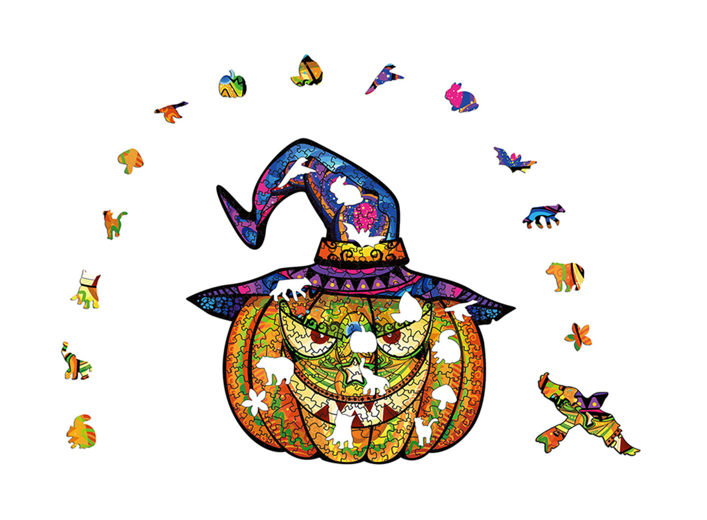 Rompecabezas de madera-Cabeza de calabaza de halloween