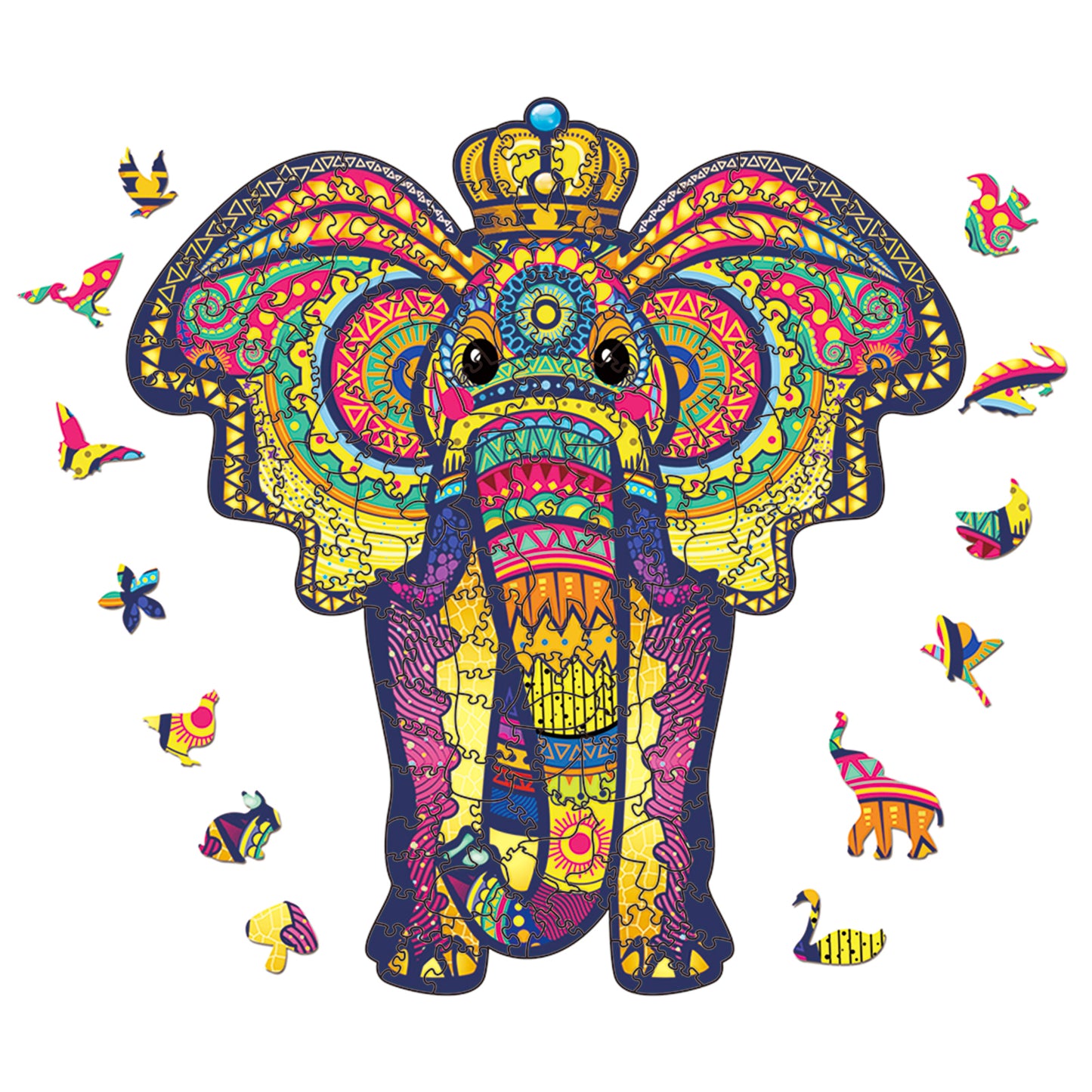 Rompecabezas de madera-Elefante coronado