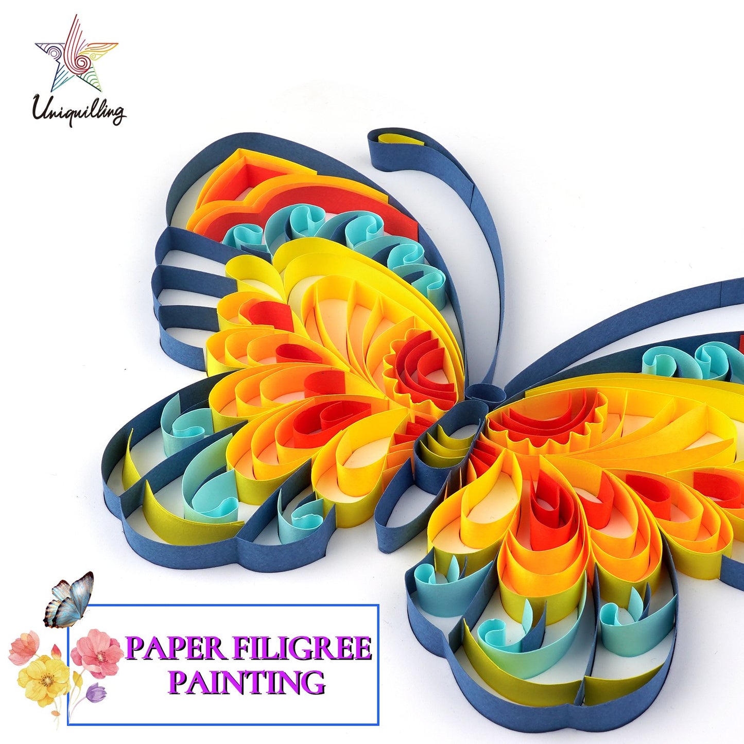 Kit de pintura de filigrana de papel - Mariposa azul ( 8*10 inch )