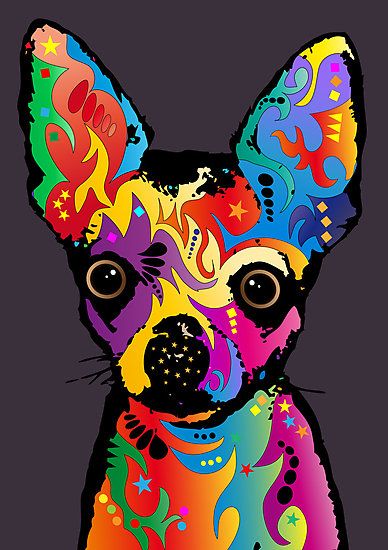 Perro de orejas grandes colorido