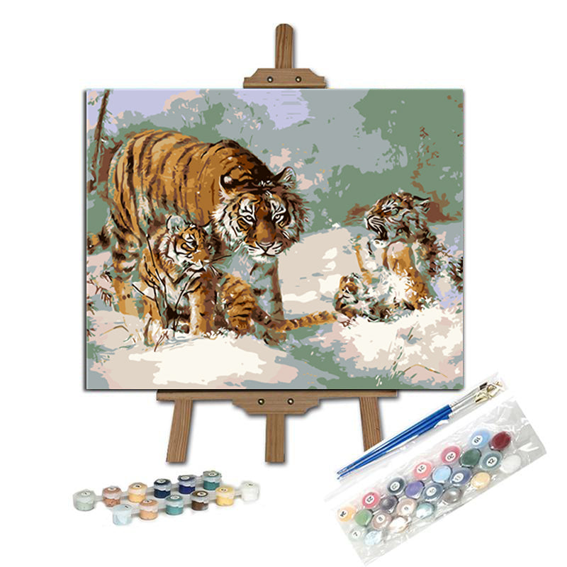 Pintar con numeros Familia tigre