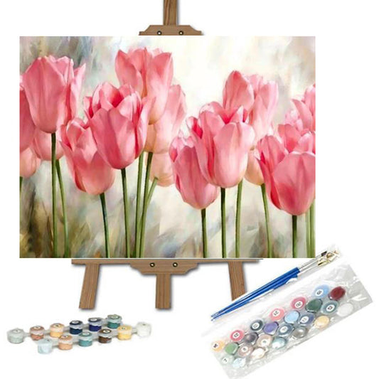PINTAR CON NUMEROS tulipanes rosados