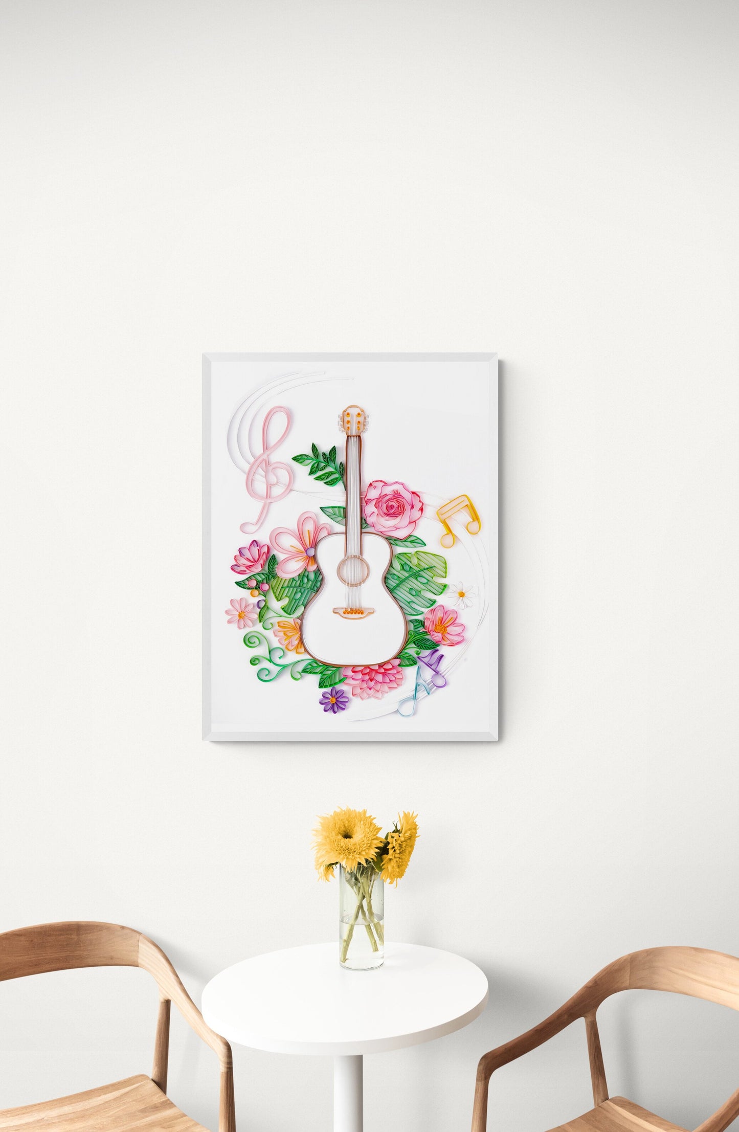 Kit de pintura de filigrana de papel - Flores y guitarra ( 16*20 inch )