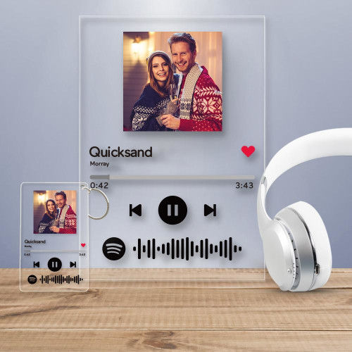 Llavero con placa de código de Spotify escaneable, acrílico con música y fotos, llavero con canciones, regalos, 2,1 pulgadas x 3,4 pulgadas (5,4 x 8,6 cm)
