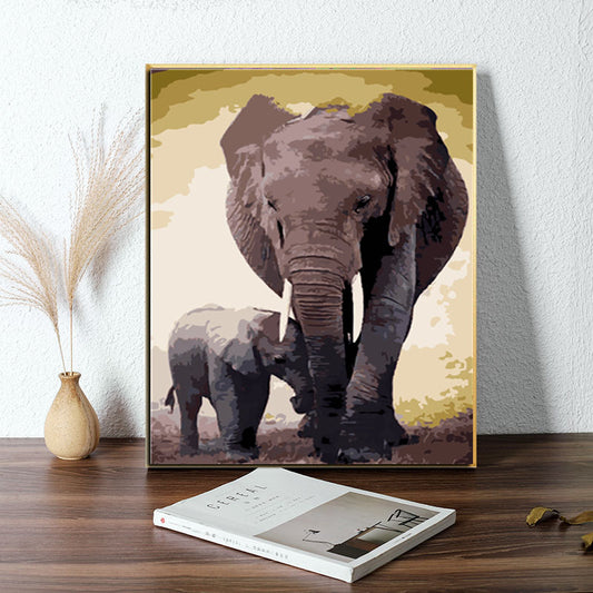 Pintar con numeros Elefante Madre e Hijo