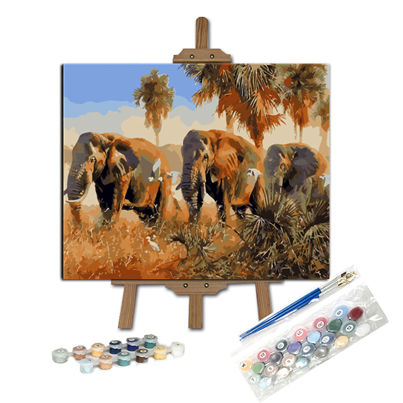 Pintar con numeros Elefantes juntos