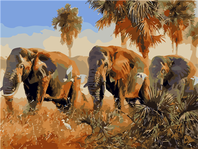 Pintar con numeros Elefantes juntos