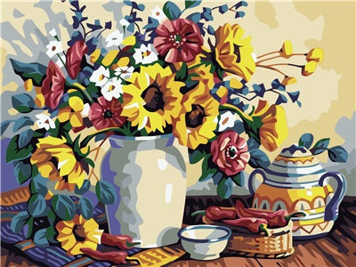 DIY PINTAR POR NÚMEROS Wild Flowers in Ceramic Pot