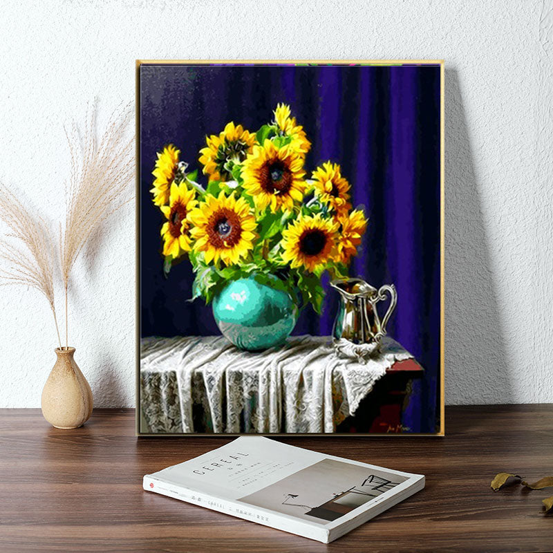 Pintar con numeros Gatito y flor del sol