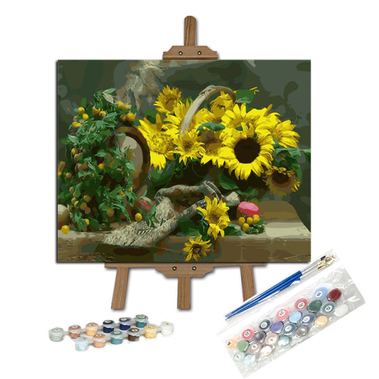 Pintar con numeros Cesta de flores de sol