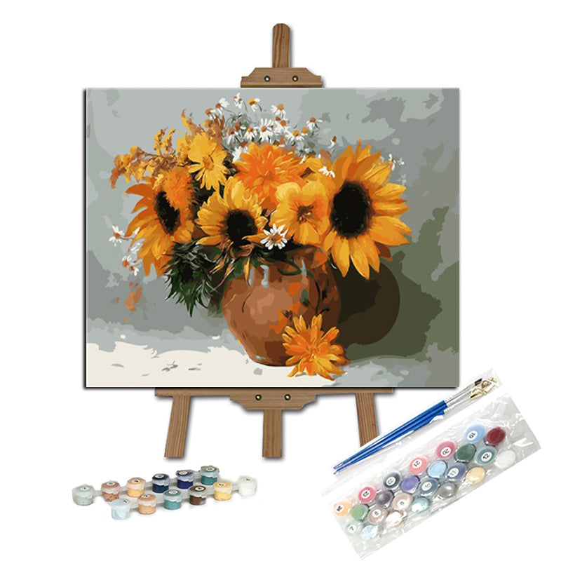 Pintar con numeros Sunflowers in Ceramic Pot