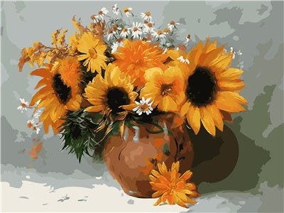Pintar con numeros Sunflowers in Ceramic Pot