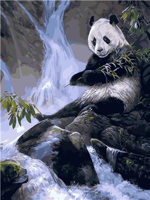 Pintar con numeros Panda por el arroyo