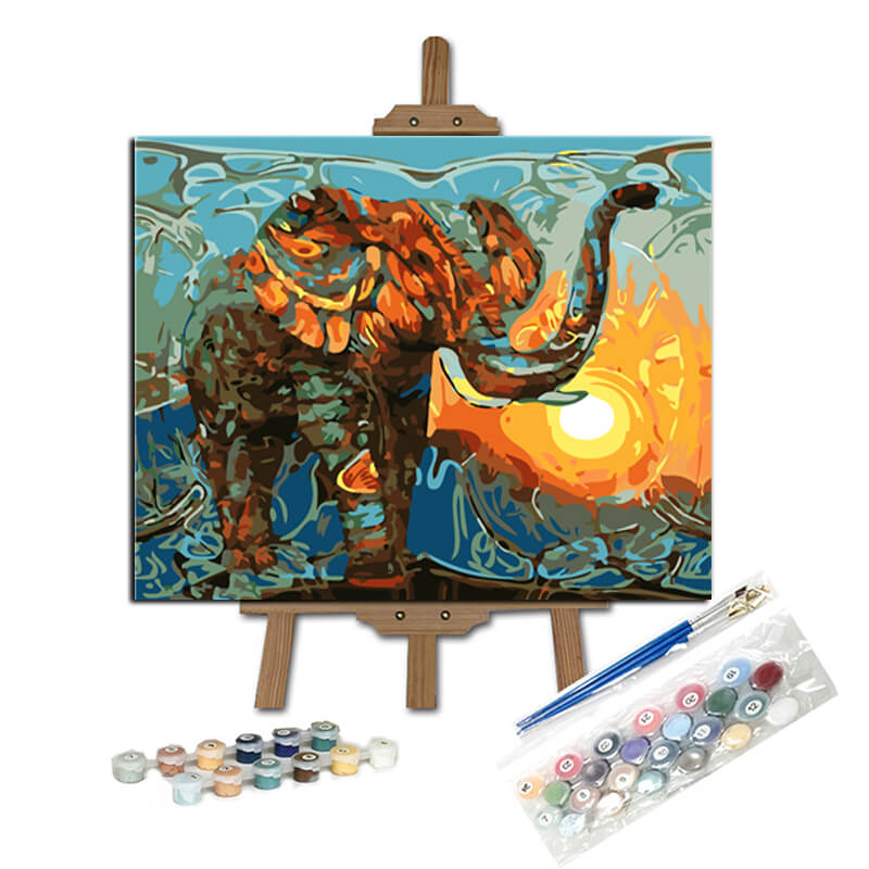 Pintar con numeros Elefante Dibujo Colorido