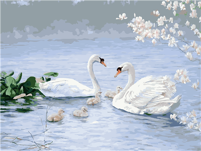 Pintar con numeros lago de los cisnes