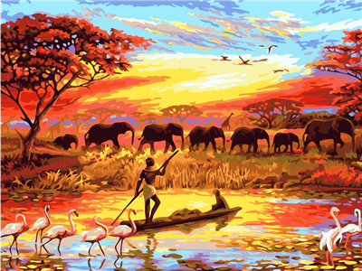 Pintar con numeros Escena de África