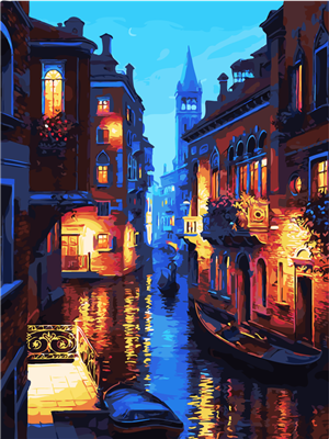 Pintar con numeros Vista nocturna de Venecia