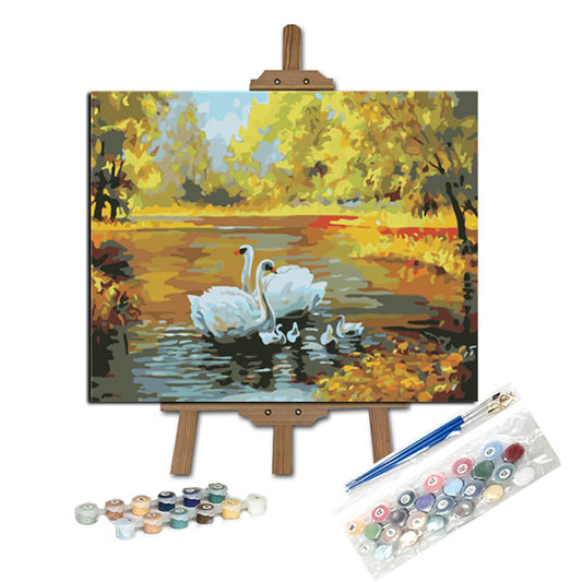 Pintar con numeros Cisnes en otoño