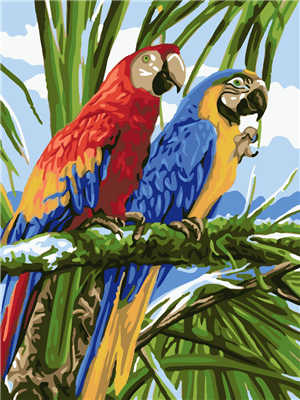 Pintar con numeros Guacamaya roja