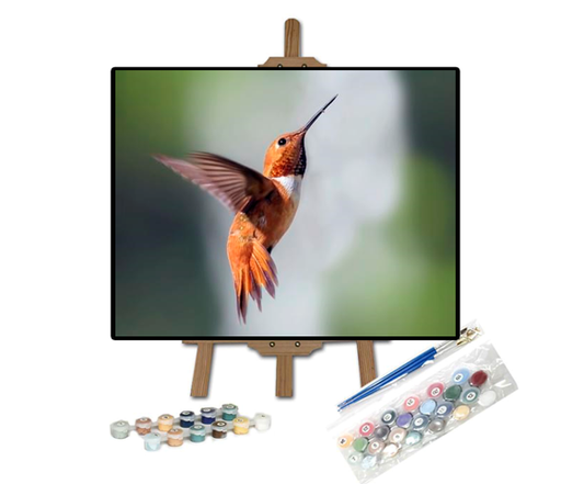 Pintar con números El colibrí naranja volando