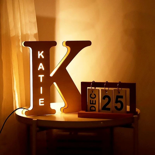 LUZ DE PARED NOMBRE GRABADO EN MADERA PERSONALIZADO LUCES DE NOCHE PERSONALIZADAS