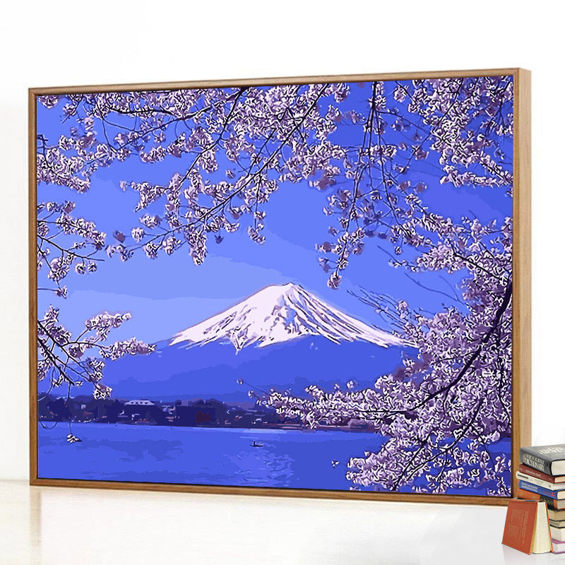 Pintar con numeros Flores de cerezo en el monte Fuji