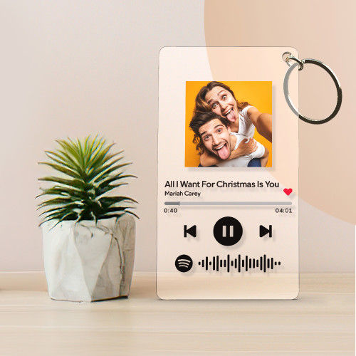 Llavero con placa de código de Spotify escaneable, acrílico con música y fotos, llavero con canciones, regalos, 2,1 pulgadas x 3,4 pulgadas (5,4 x 8,6 cm)