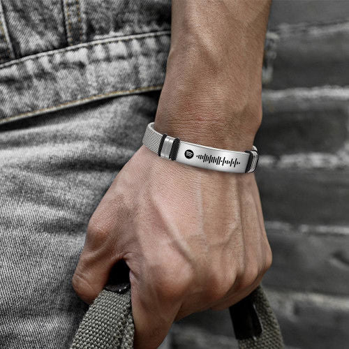 Pulsera con código de Spotify escaneable, pulsera para hombre, pulsera de música personalizada, regalos de acero inoxidable para él