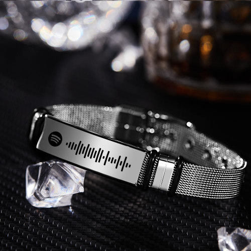 Pulsera con código de Spotify escaneable, pulsera para hombre, pulsera de música personalizada, regalos de acero inoxidable para él