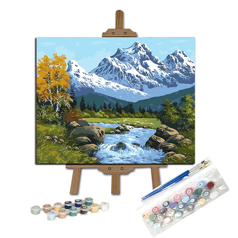 Pintar con numeros Lago Espejo de Montaña de Nieve